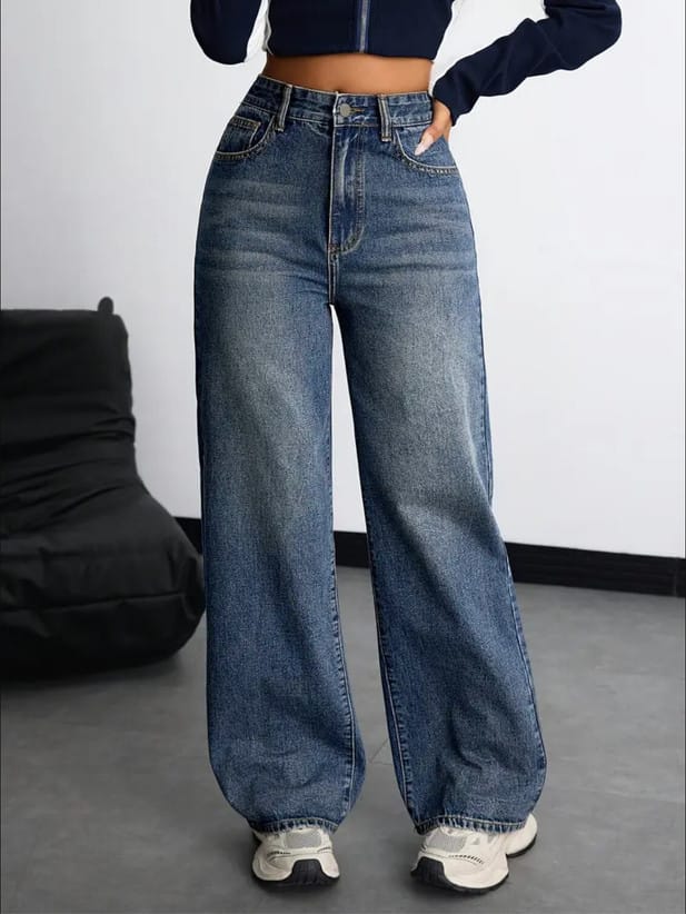 Women Relaxed Fit High Rise Peacock Blue Jeans