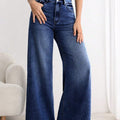 Women Loose Fit High Rise Blue Jeans