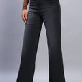 Women Flared High Rise Black Jeans