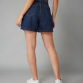 Solid Women Denim Blue Shorts