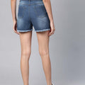 Light Blue Denim Washed Solid Shorts