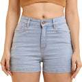 Solid Light Blue Denim Shorts