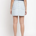 Women Solid Line Light Blue Skirt