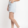 Women Solid Line Light Blue Skirt