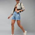 High-Rise Distressed Denim Shorts
