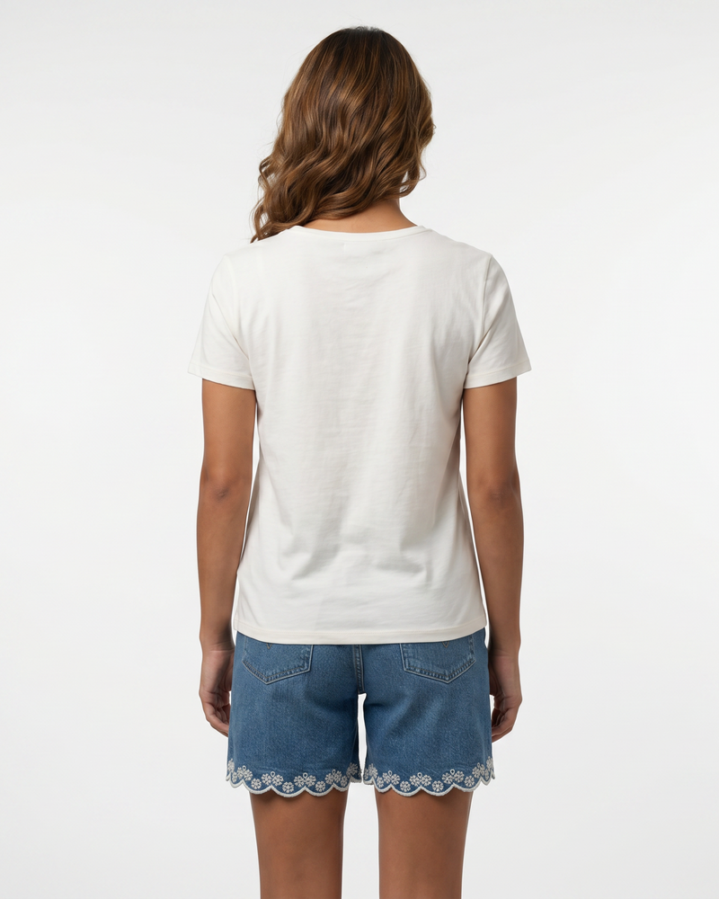 Classic White Keyhole Detail T-Shirt