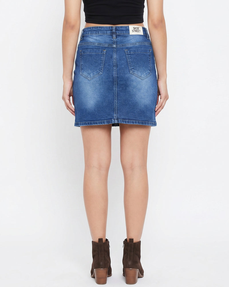 Classic Medium Wash Denim Mini Skirt
