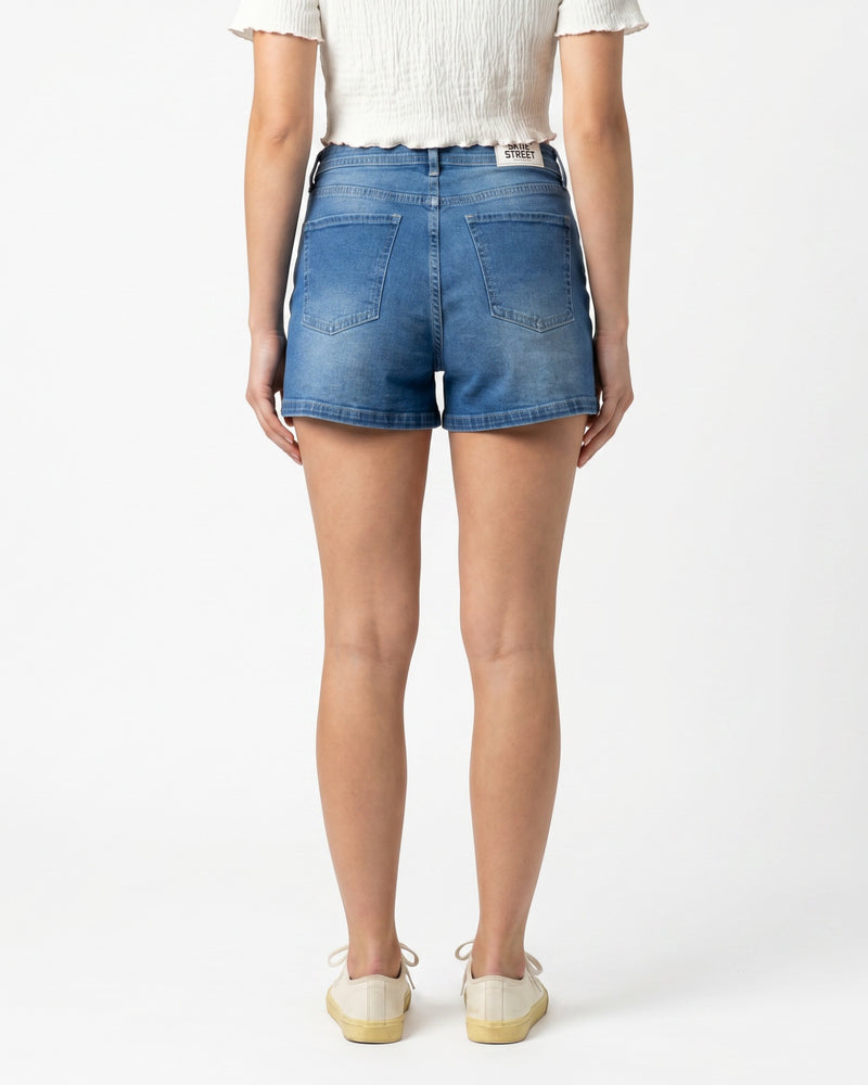 Vintage Wash Distressed Denim Shorts