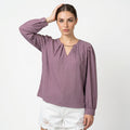 Elegant V-Neck Crop Top in Dusty Purple
