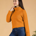Women Turtle Neck Crop Pullover
