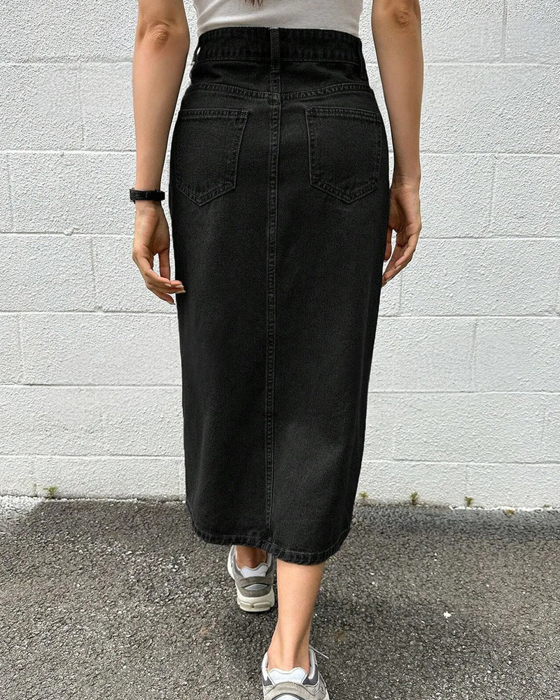 Denim A-Line Midi Skirts