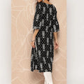 Black Embellished Cotton Straight Kurta