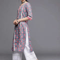 Blue Printed Cotton Kurta