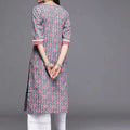 Blue Printed Cotton Kurta