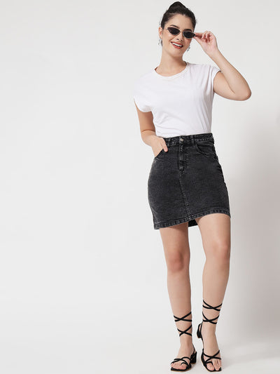 Cotton Lycra Denim A-Line Skirt