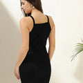 Women Solid Square Neck Bodycon Mini Dress