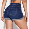 Women Washed Slim Fit High-Rise Denim Shorts
