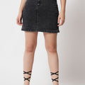 Cotton Lycra Denim A-Line Skirt