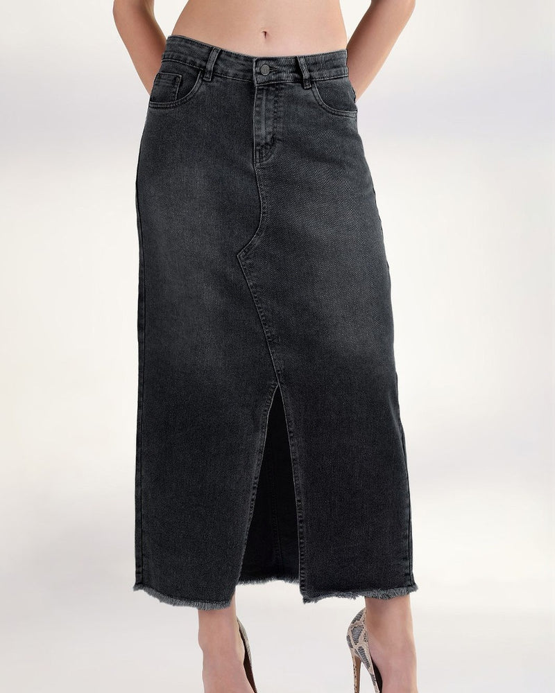Washed Denim Maxi Pencil Skirts
