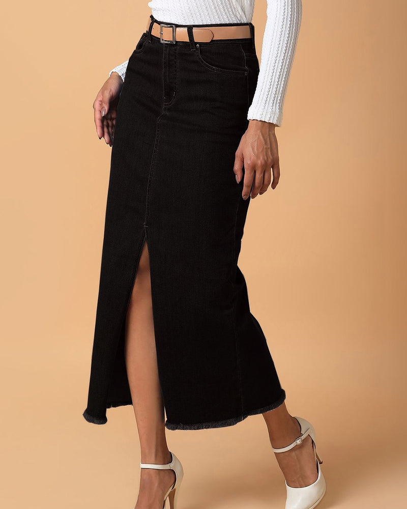 Denim Maxi Straight Skirts