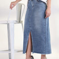Blue Washed Denim Maxi Pencil Skirts