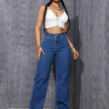 Women High Waisted Stretch Denim Wide Leg Jeans