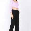 Women's black denim cargo pants