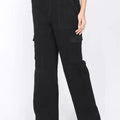Women's black denim cargo pants