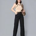 Women's black ankle straight pants