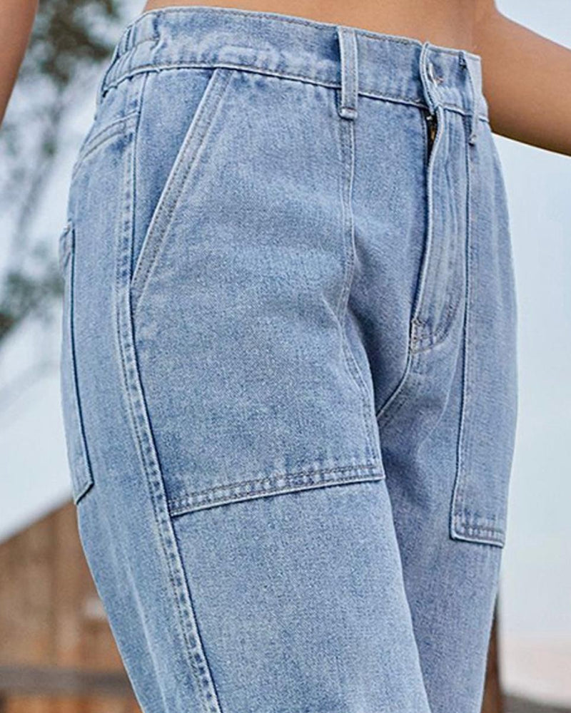 Women's upper heights high-rise straight denim baker pants
