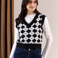 Women Printed Crop Sweater Vest