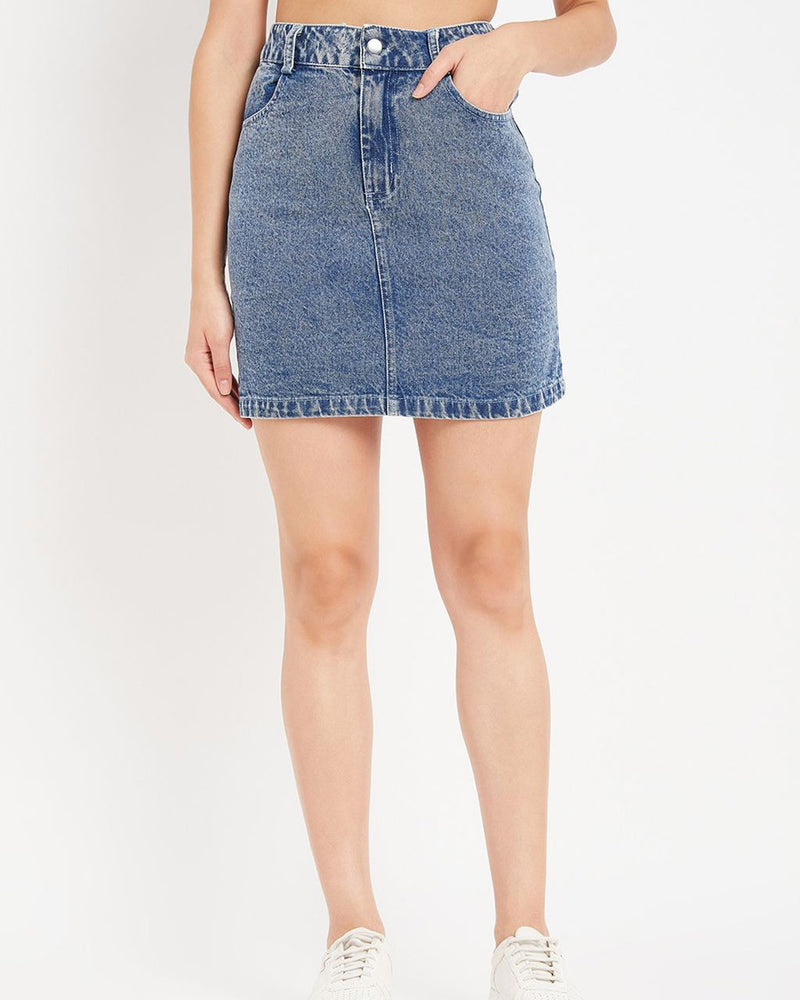 High Waisted A-Line Mini Skirt