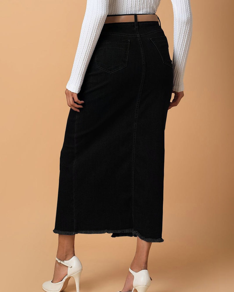 Denim Maxi Straight Skirts